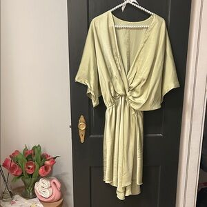 Elegant Women's Satin Dress in Light Green